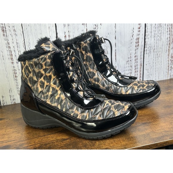 Khombu Shoes - Khombu Molly Waterproof Side-Zip Winter Ankle Boots Women's 8.5 Black Leopard